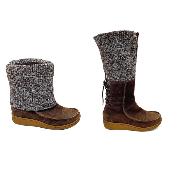 The North Face Shoes - North Face Alana Brown Suede Knit Cuff Boots, 7